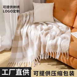 Custom-made Nordic spring, autumn and winter loop gauze blankets, checkered tassel blankets, office cover blankets and sofa blankets
