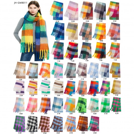 Thickened winter scarves and shawls for European and American trade, long rainbow checkered imitation mohair and flowing Suergram scarves for women Thickened winter scarves and shawls for European and American trade, long rainbow checkered imitation mohair and flowing Suergram scarves for women