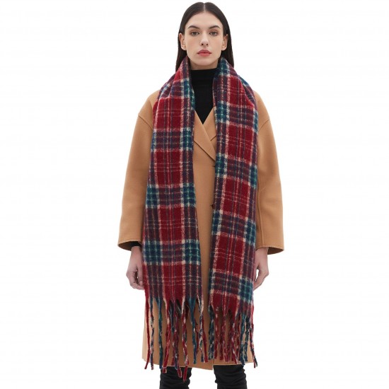 Cross-border foreign trade European and American autumn and winter new style circle sand imitation mohair fringed check scarf shawl custom manufacturer