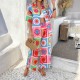 Diyun 2025 Spring/Summer Cross-border European and American Casual Bohemian vacation Style contrasting color printed wide-leg long pants set for women