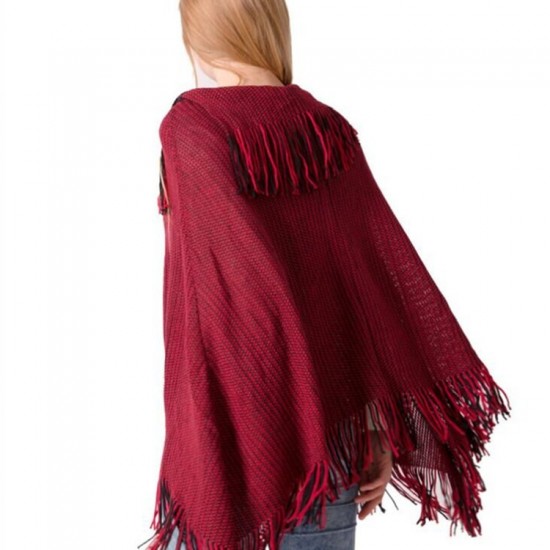 European and American autumn and winter warp knitted bat-sleeved lapel knitted sweater, women's fringed knitted sweater, pullover, cape and shawl European and American autumn and winter warp knitted bat-sleeved lapel knitted sweater, women's fringed knitted sweater, pullover, cape and shawl