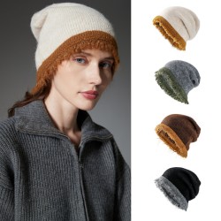 Amazon's European and American 2024 new autumn/winter men's and women's woolen head cap, solid color and color-blocked knitted cap