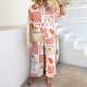Diyun 2025 Spring/Summer Cross-border European and American Casual Bohemian vacation Style contrasting color printed wide-leg long pants set for women