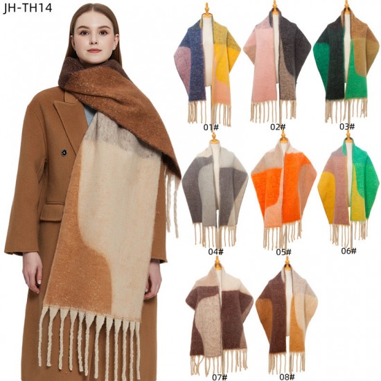 New cross-border thickened shawl for foreign trade, European and American autumn and winter, loop yarn thick jacquard geometric scarf in stock manufacturer New cross-border thickened shawl for foreign trade, European and American autumn and winter, loop yarn thick jacquard geometric scarf in stock manufacturer