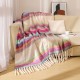 Foreign trade European and American autumn and winter hoop yarn imitation mohair thickened striped large shawl cover blanket manufacturer Foreign trade European and American autumn and winter hoop yarn imitation mohair thickened striped large shawl cover blanket manufacturer