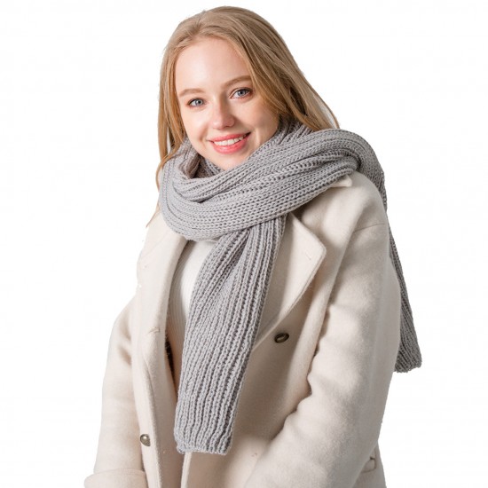 Cross-border bestseller winter solid color acrylic knitted woolen scarves for men and women couples, customizable with embroidered logos Cross-border bestseller winter solid color acrylic knitted woolen scarves for men and women couples, customizable with embroidered logos