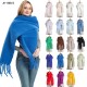 Wholesale of new thickened shawls for autumn and winter in Korean style, woven long-flow Suzhou solid color scarves, customized by Tonglu factory Wholesale of new thickened shawls for autumn and winter in Korean style, woven long-flow Suzhou solid color scarves, customized by Tonglu factory