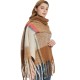 A new and popular European and American autumn and winter scarf and shawl with looped yarn imitation mohair and a checkered thick tassel pattern