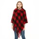 Custom-made European and American autumn and winter loop gauze thickened with tassels and checkered pullover shawl cape in stock from the manufacturer Custom-made European and American autumn and winter loop gauze thickened with tassels and checkered pullover shawl cape in stock from the manufacturer