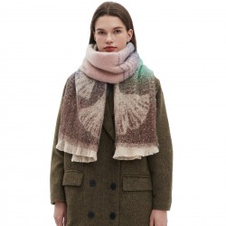 New cross-border autumn and winter export European and American circle yarn short beard jacquard ginkgo leaf scarf shawl manufacturer
