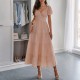 Diyun Cross-border European and American Casual Vacation waistband A-line long dress women's clothing 2025 Summer Independent Store on Amazon