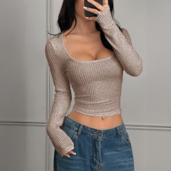 Diyun Cross-border European and American Y2K sexy style solid color long-sleeved vest T-shirt women's clothing 2025 Spring/Summer Amazon Independent Store