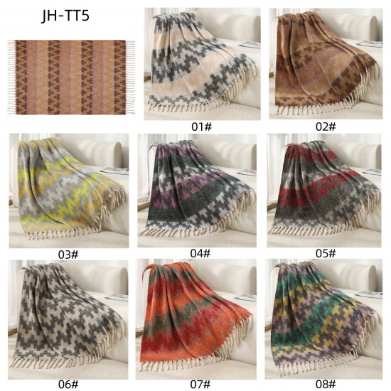 Amazon Blanket 2025 New style European and American autumn and winter loop yarn imitation mohair thickened large shawl jacquard blanket Amazon Blanket 2025 New style European and American autumn and winter loop yarn imitation mohair thickened large shawl jacquard blanket
