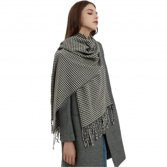 Factory direct supply of new cross-border export women's scarves, European and American autumn and winter small checkered tassel scarves and shawls Factory direct supply of new cross-border export women's scarves, European and American autumn and winter small checkered tassel scarves and shawls