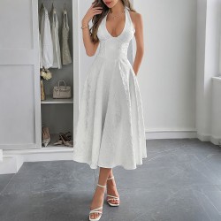 Diyun Cross-border European and American elegant halter and cinched-waist long dress women's clothing 2025 Summer Independent store on Amazon
