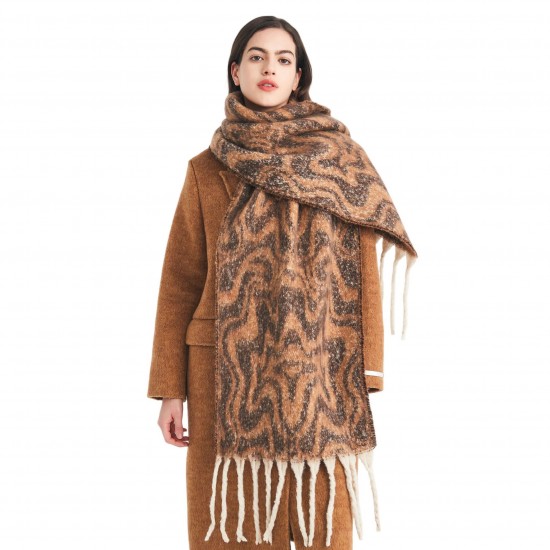 Amazon's best-selling cross-border new export European and American autumn and winter loop yarn imitation mohair water ripple jacquard scarf Amazon's best-selling cross-border new export European and American autumn and winter loop yarn imitation mohair water ripple jacquard scarf