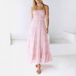 Diyun Cross-border European and American vacation casual style sexy halter lace-up dress for women, Spring/Summer 2025 Amazon Export
