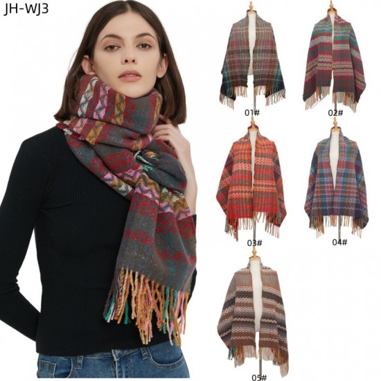 Wholesale of new thickened wavy striped ethnic style scarves and shawls for autumn and winter in foreign trade from Tonglu manufacturer Wholesale of new thickened wavy striped ethnic style scarves and shawls for autumn and winter in foreign trade from Tonglu manufacturer