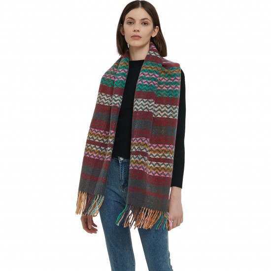 Wholesale of new thickened wavy striped ethnic style scarves and shawls for autumn and winter in foreign trade from Tonglu manufacturer Wholesale of new thickened wavy striped ethnic style scarves and shawls for autumn and winter in foreign trade from Tonglu manufacturer