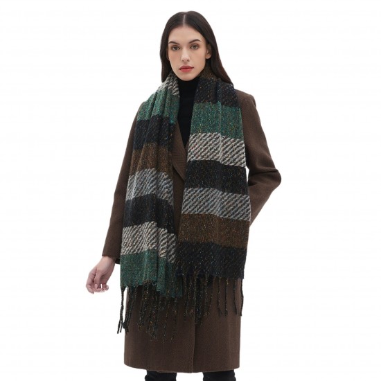 Factory direct supply of 2025 new cross-border export European and American autumn and winter men's and women's scarves, striped tassel scarves and shawls Factory direct supply of 2025 new cross-border export European and American autumn and winter men's and women's scarves, striped tassel scarves and shawls