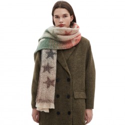 Wholesale manufacturer of Cross-border 2025 new foreign trade European and American autumn and winter circle yarn jacquard gradient color five-pointed star scarf