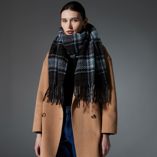 Amazon's hot cross-border quality products, blue checkered scarves and shawls for autumn and winter in Europe and America, from Tonglu manufacturer Amazon's hot cross-border quality products, blue checkered scarves and shawls for autumn and winter in Europe and America, from Tonglu manufacturer