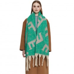 2023 new style shawl for export to Europe and America autumn and winter, thickened scarf ring, thick tassel jacquard letter scarf manufacturer