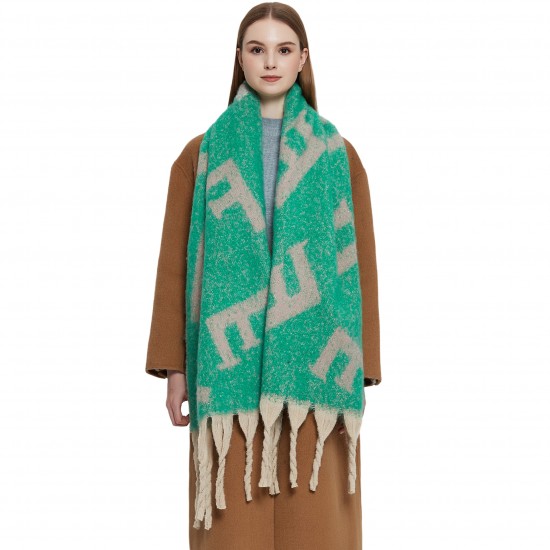 2023 new style shawl for export to Europe and America autumn and winter, thickened scarf ring, thick tassel jacquard letter scarf manufacturer