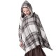 European and American spring, autumn and winter new seven-color checkered hooded cape shawl, hooded head, air conditioner large shawl manufacturer European and American spring, autumn and winter new seven-color checkered hooded cape shawl, hooded head, air conditioner large shawl manufacturer