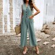 Diyun Amazon Cross-border European and American women's Clothing Spring/Summer 2024 export elegant solid color button-down one-piece pants