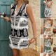 Diyun Cross-border 2025 Spring/Summer European and American Bohemian Vacation cotton-printed cardigan top Short skirt Set Women's clothing