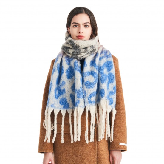 Cross-border Amazon bestseller, new autumn and winter style of European and American jacquard leopard print scarf with loop yarn imitation horsehair Cross-border Amazon bestseller, new autumn and winter style of European and American jacquard leopard print scarf with loop yarn imitation horsehair