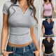 Diyun Cross-border 2025 Spring/Summer European and American Women's Clothing Amazon Casual Slimming Crop Top Y2K Knitted Short-sleeved bm top