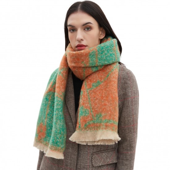 Factory direct supply of cross-border export European and American autumn and winter women's shawls, 2024 new style flower jacquard scarves in stock