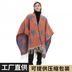 Amazon's best-selling shawl 2025 new style European and American autumn and winter thickened jacquard shawl with loop yarn imitation mohair