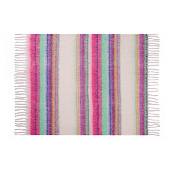 Foreign trade European and American autumn and winter hoop yarn imitation mohair thickened striped large shawl cover blanket manufacturer Foreign trade European and American autumn and winter hoop yarn imitation mohair thickened striped large shawl cover blanket manufacturer
