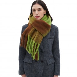 A manufacturer of new autumn and winter faux horsehair loop yarn thick and thickened large checkered scarves for Europe and America