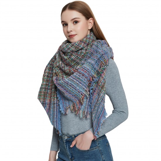 Hot-selling shawls for European and American autumn and winter, full polyester knitted fine check square scarves and scarves in stock, direct supply from the manufacturer Hot-selling shawls for European and American autumn and winter, full polyester knitted fine check square scarves and scarves in stock, direct supply from the manufacturer