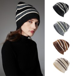 Amazon's 2025 new autumn and winter striped wool knitted hats for men and women in Europe and America