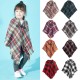 Direct supply from the manufacturer: Amazon's popular new autumn and winter European and American children's horn-buttoned checkered cape shawls