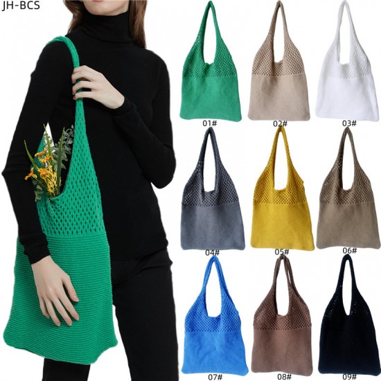 New solid-color knitted single-shoulder bags with hollowed-out designs for women in spring, autumn and winter, directly supplied by the manufacturer for export to Europe and America New solid-color knitted single-shoulder bags with hollowed-out designs for women in spring, autumn and winter, directly supplied by the manufacturer for export to Europe and America