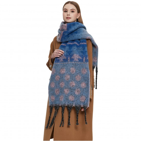 New cross-border export shawl, thickened winter scarf for Europe and America, with loop gauze, thick tassels, jacquard and polka dots, Christmas scarf New cross-border export shawl, thickened winter scarf for Europe and America, with loop gauze, thick tassels, jacquard and polka dots, Christmas scarf