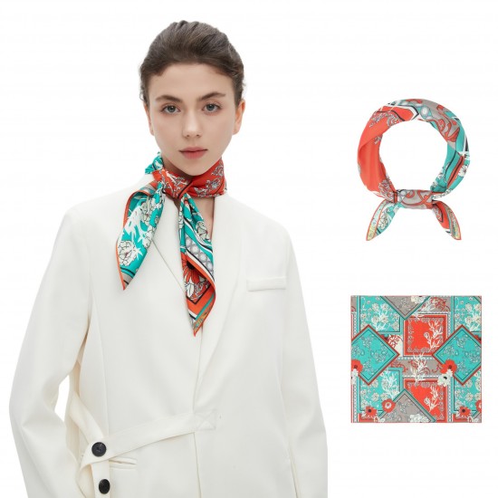 Cross-border high-quality foreign trade spring, summer and autumn headscarves, antibacterial, anti-wrinkle and anti-static double-sided printed silk scarves and square scarves