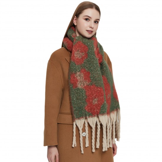 Amazon's hot 2023 new export shawl: European and American winter looped chiffon thick tassel jacquard large leopard print scarf Amazon's hot 2023 new export shawl: European and American winter looped chiffon thick tassel jacquard large leopard print scarf