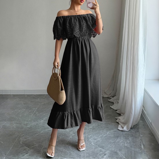 Diyun Cross-border European and American elegant A-line corset long dress for women's clothing 2025 summer independent store on Amazon