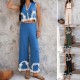 Diyun's Spring/Summer 2025 Cross-border Amazon European and American Leisure vacation Storm: Misia Geometric color-blocking Pants Set for women Diyun's Spring/Summer 2025 Cross-border Amazon European and American Leisure vacation Storm: Misia Geometric color-blocking Pants Set for women