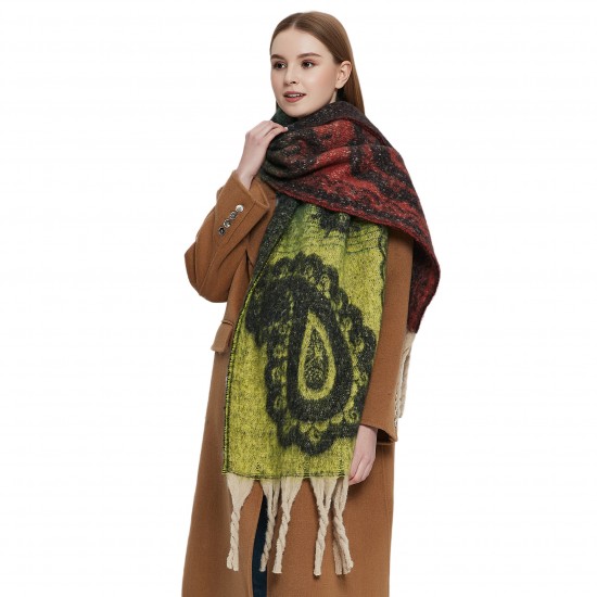 Cross-border hot foreign trade European and American autumn and winter new thick tassel shawl, cashew flower jacquard scarf