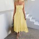 Diyun Cross-border 2025 Spring/Summer A-line dress: European and American casual vacation style lace patchwork high-waisted halter dress for women