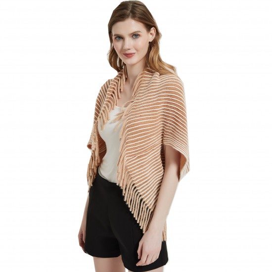 Wholesale manufacturer of new spring, autumn and winter striped knitted cardigan tassel shawls for foreign trade in Europe and America Wholesale manufacturer of new spring, autumn and winter striped knitted cardigan tassel shawls for foreign trade in Europe and America