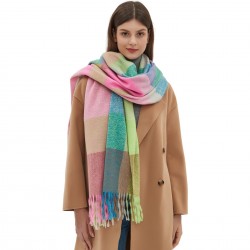 2024 New checkered scarf export autumn and winter thickened tassel scarf, rainbow scarf shawl in stock manufacturer
